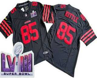 Men%27s San Francisco 49ers #85 George Kittle Limited Black FUSE LVIII Super Bowl Vapor Jersey->san francisco 49ers->NFL Jersey